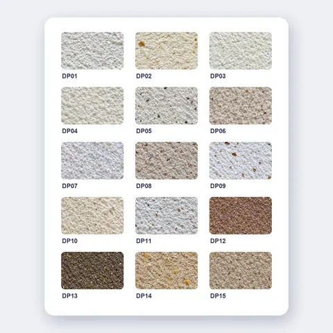 DP01–DP15 doğal tonlar pamuk sıva kartelası