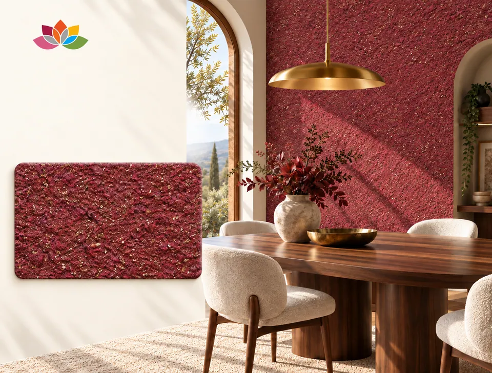 DP52 renk pamuk sıva uygulanmış yemek odası